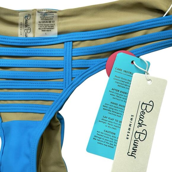 Beach Bunny Women's Hard Summer Skimpy Thong Bikini Bottom Tango Blue Size Large - Picture 4 of 7